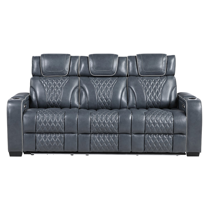 Apex Power Triple Leather Power Reclining Sofa &amp; Loveseat with Air Massage and Heat