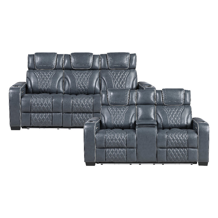 Apex Power Triple Leather Power Reclining Sofa &amp; Loveseat with Air Massage and Heat