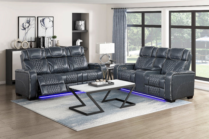 Apex Power Triple Leather Power Reclining Sofa &amp; Loveseat with Air Massage and Heat