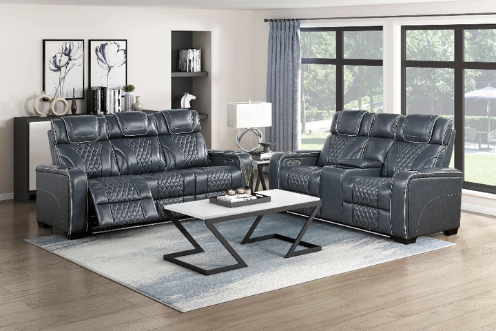 Apex Power Triple Leather Power Reclining Sofa &amp; Loveseat with Air Massage and Heat
