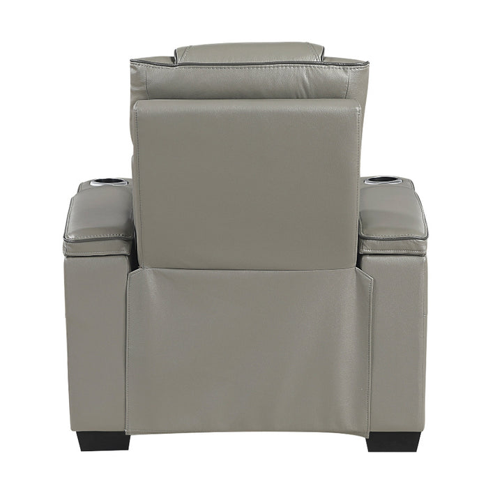 Apex Power Reclining Leather Chair with Heat &amp; Massage - Gray