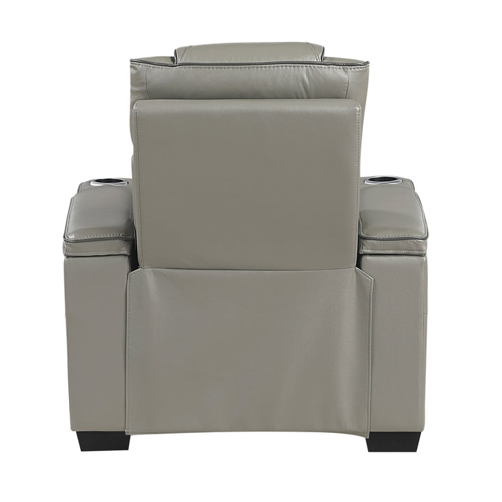 Apex Power Reclining Leather Chair with Heat &amp; Massage - Gray