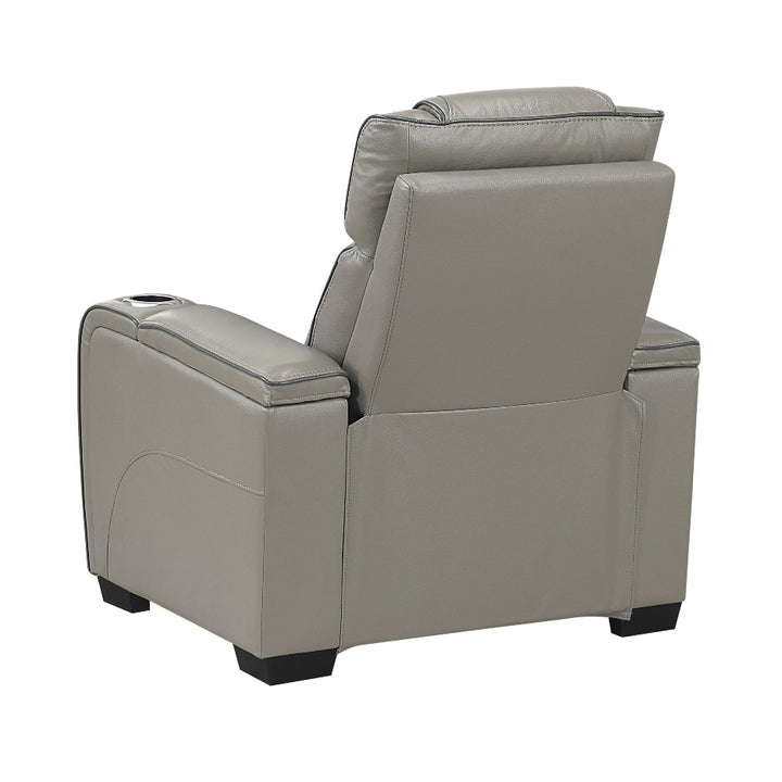 Apex Power Reclining Leather Chair with Heat &amp; Massage - Gray