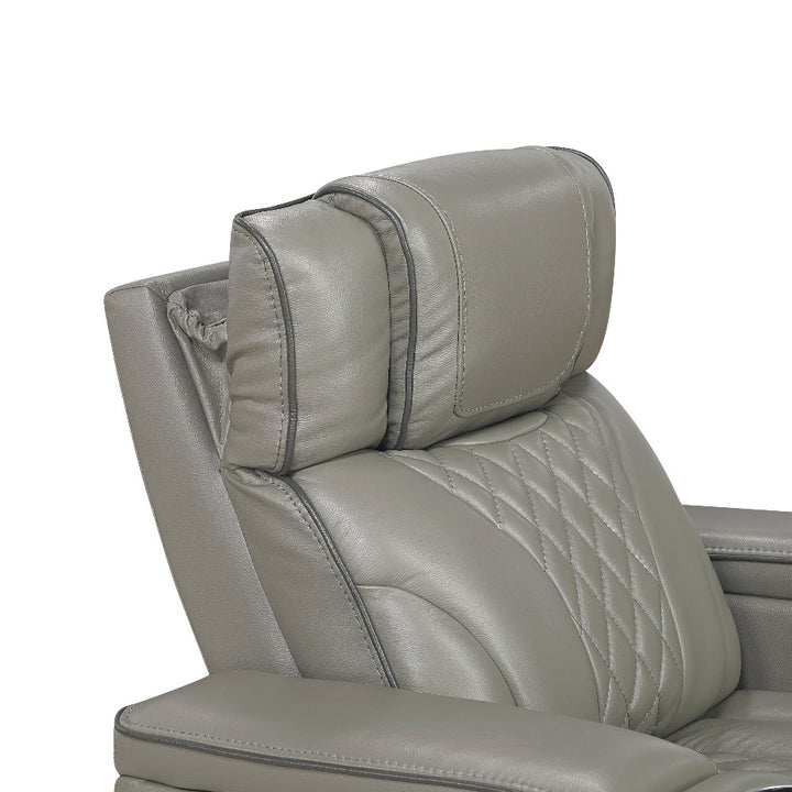 Apex Power Reclining Leather Chair with Heat &amp; Massage - Gray