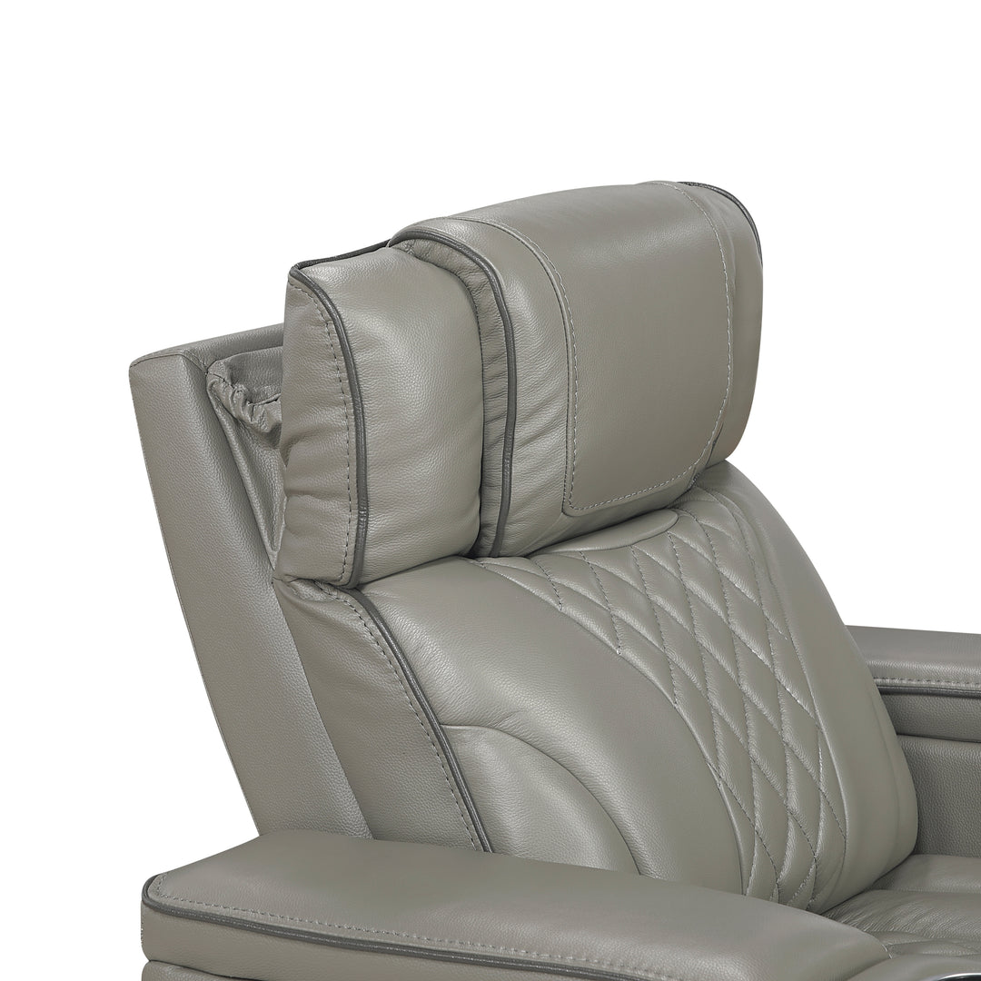 Apex Power Reclining Leather Chair with Heat & Massage - Gray