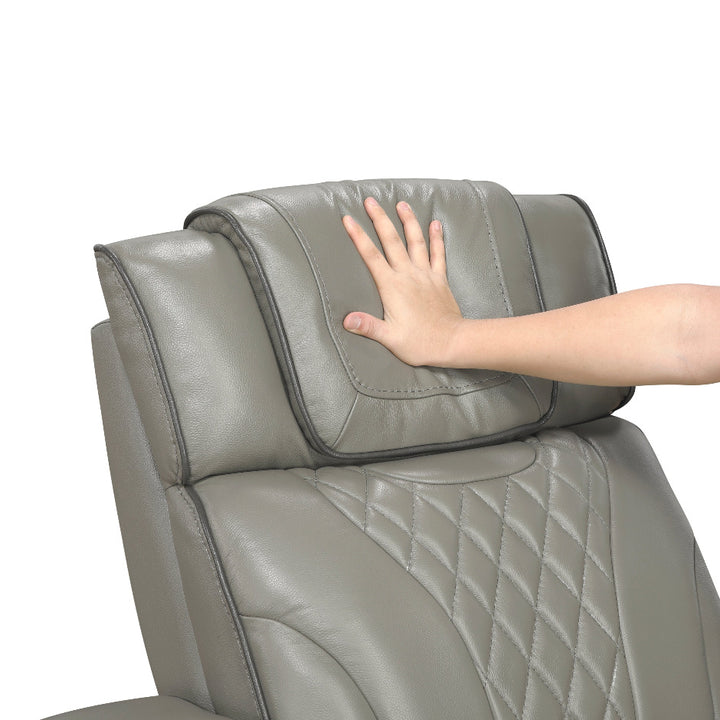 Apex Power Reclining Leather Chair with Heat &amp; Massage - Gray