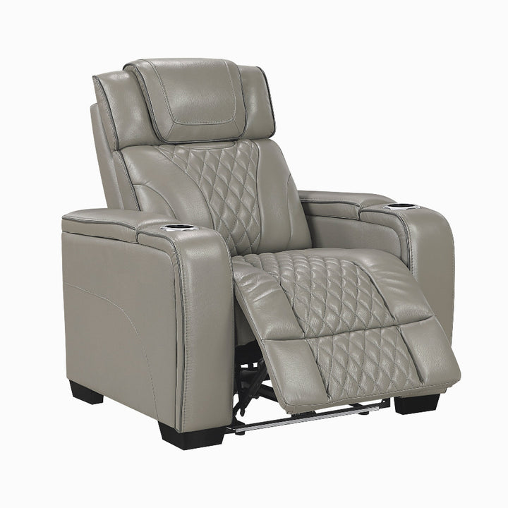 Apex Power Reclining Leather Chair with Heat &amp; Massage - Gray