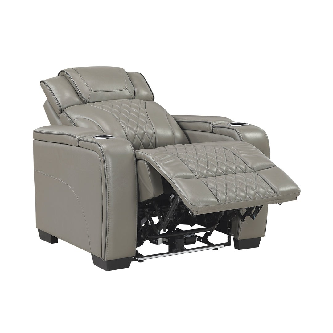 Apex Power Reclining Leather Chair with Heat & Massage - Gray