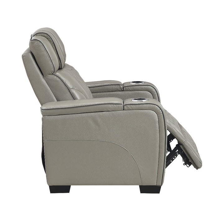 Apex Power Reclining Leather Chair with Heat &amp; Massage - Gray