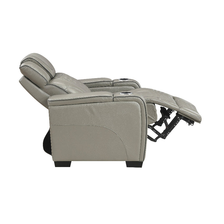 Apex Power Reclining Leather Chair with Heat &amp; Massage - Gray