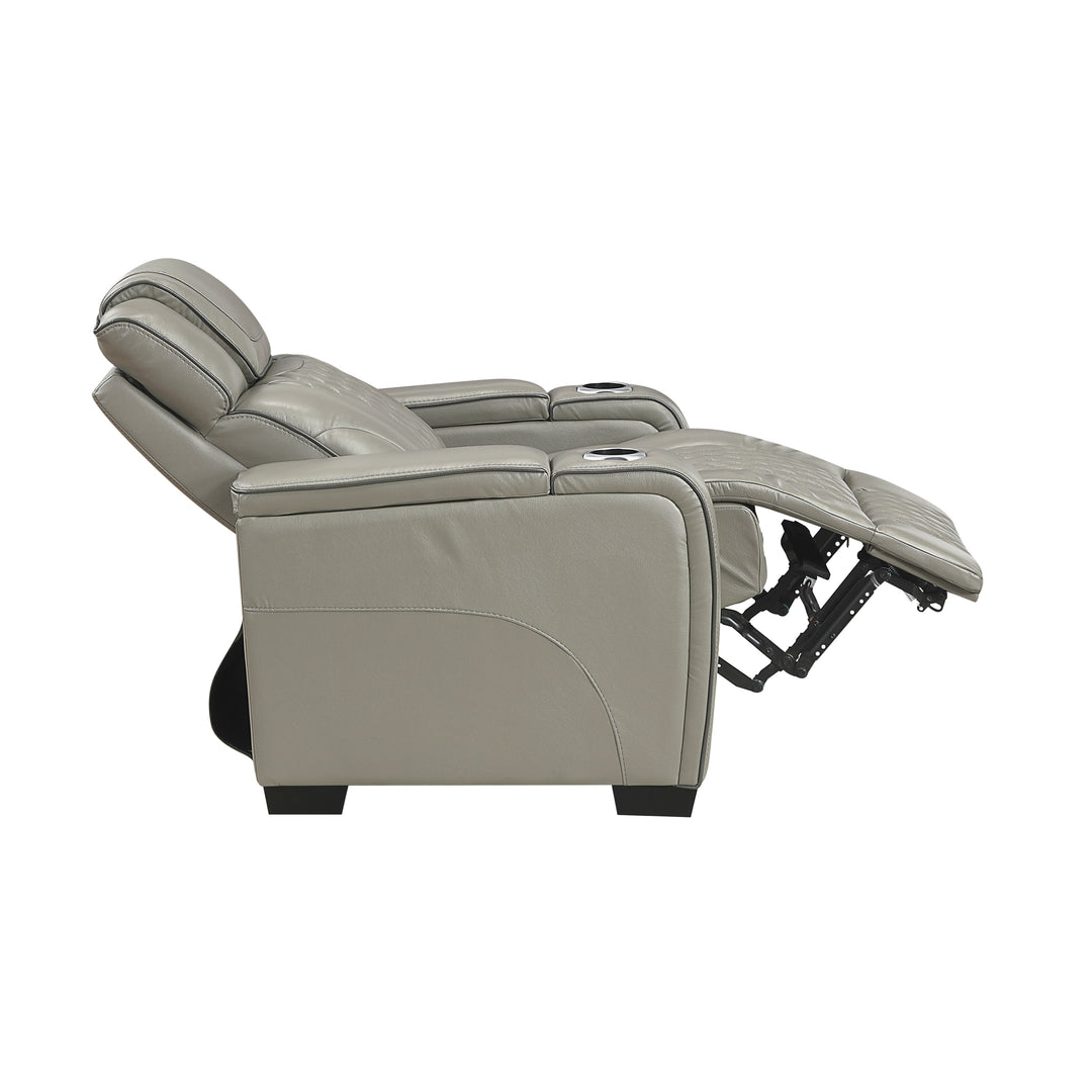 Apex Power Reclining Leather Chair with Heat & Massage - Gray