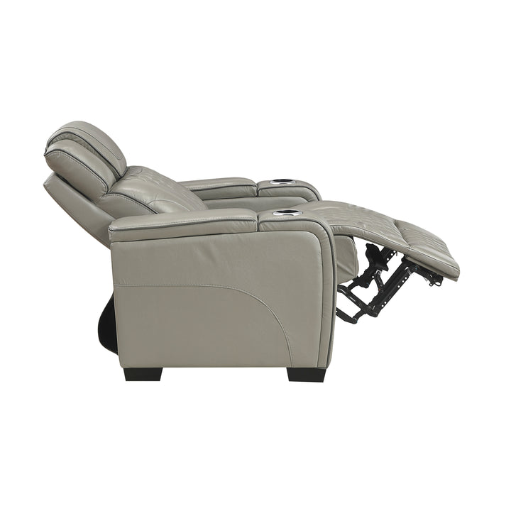 Apex Power Reclining Leather Chair with Heat &amp; Massage - Gray