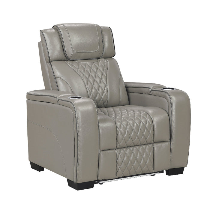 Apex Power Reclining Leather Chair with Heat &amp; Massage - Gray