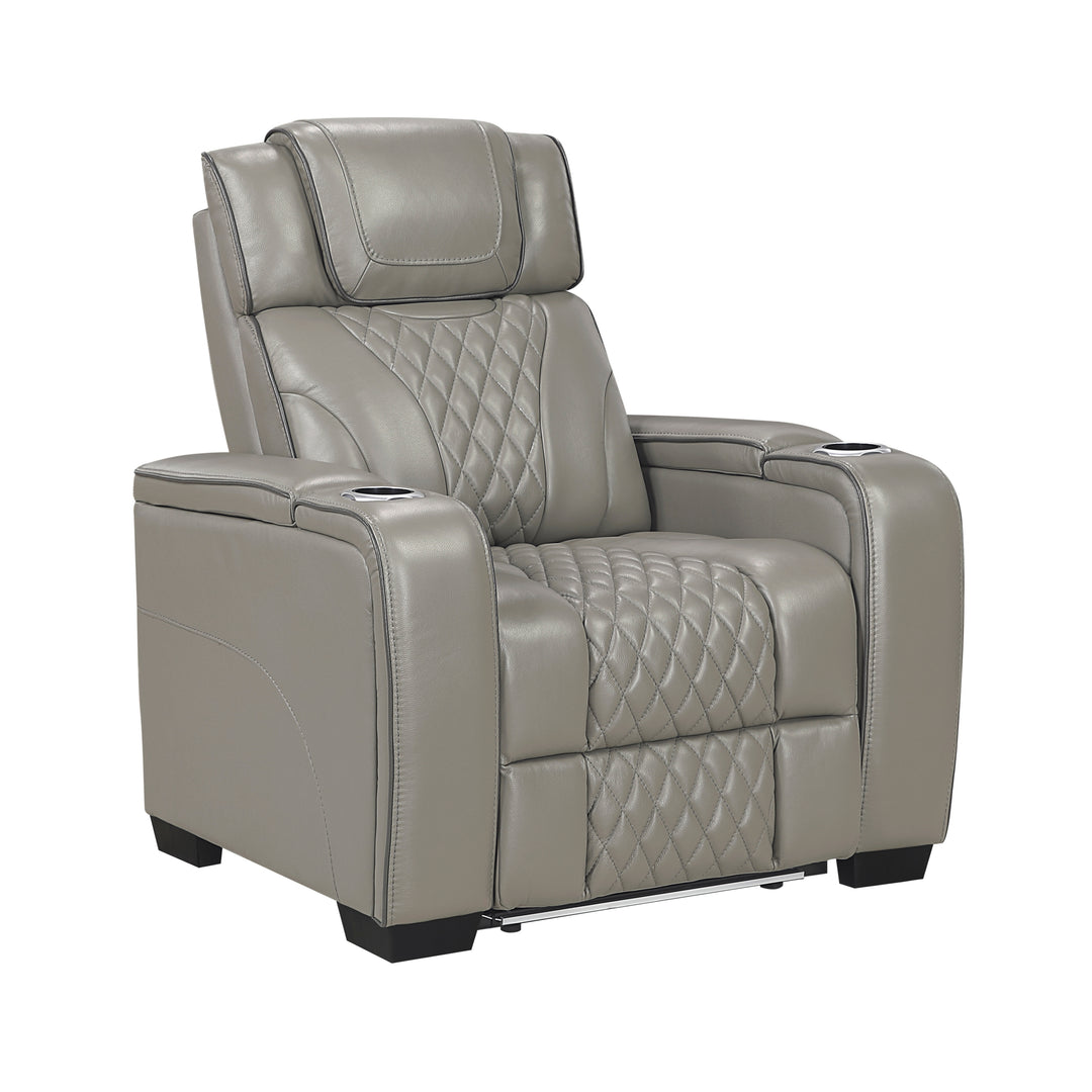 Apex Power Reclining Leather Chair with Heat & Massage - Gray