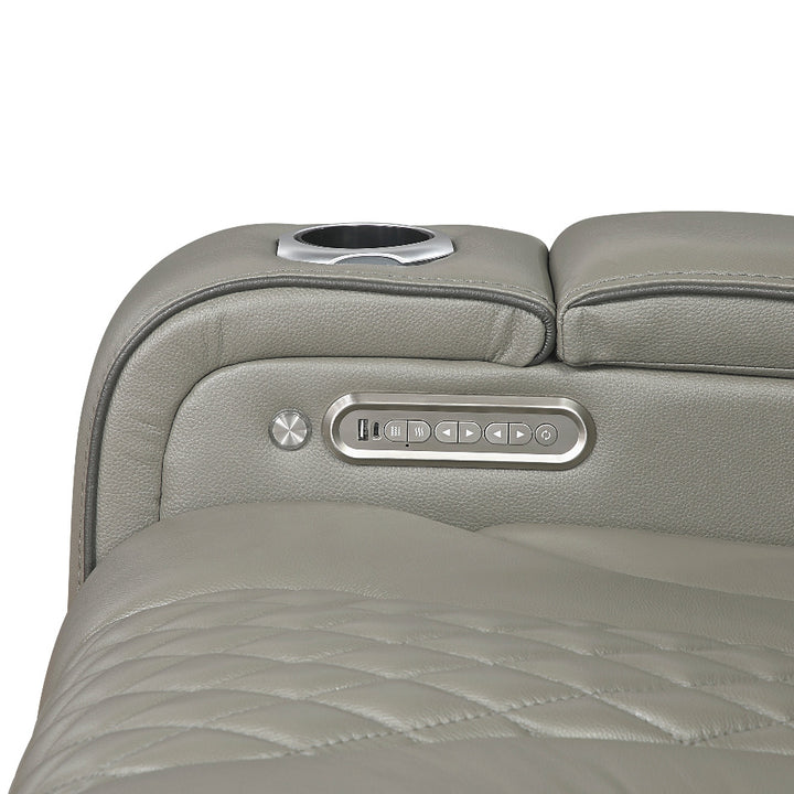 Apex Power Reclining Leather Chair with Heat &amp; Massage - Gray