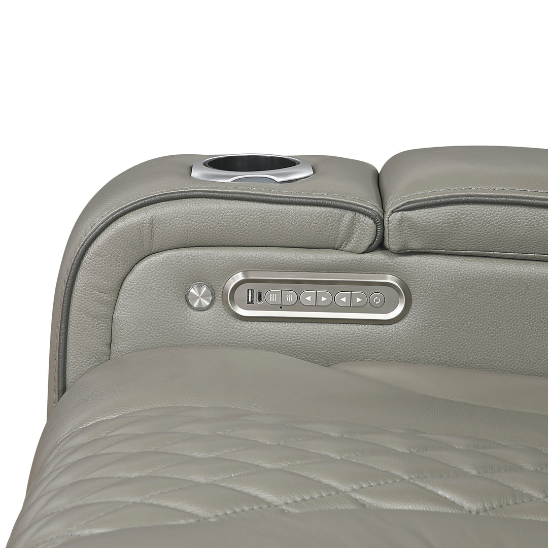Apex Power Reclining Leather Chair with Heat & Massage - Gray