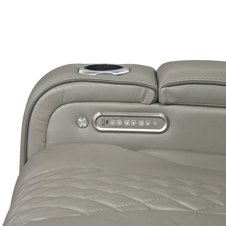 Apex Power Reclining Leather Chair with Heat &amp; Massage - Gray