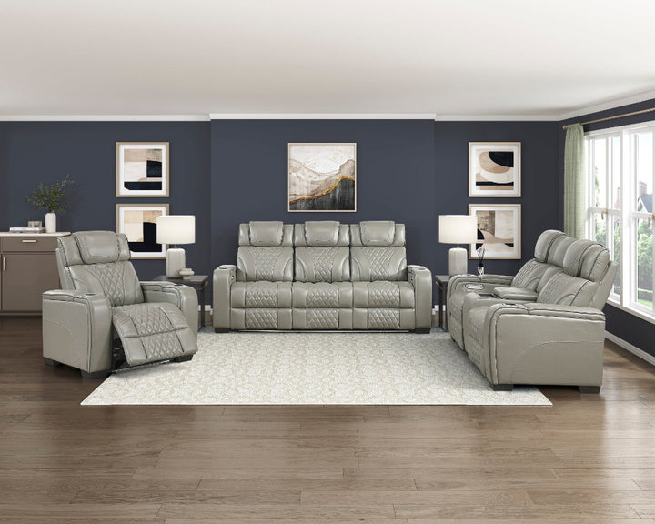 Apex Power Reclining Leather Chair with Heat &amp; Massage - Gray