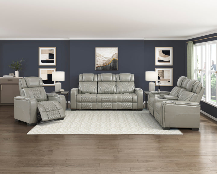 Apex Power Reclining Leather Chair with Heat &amp; Massage - Gray