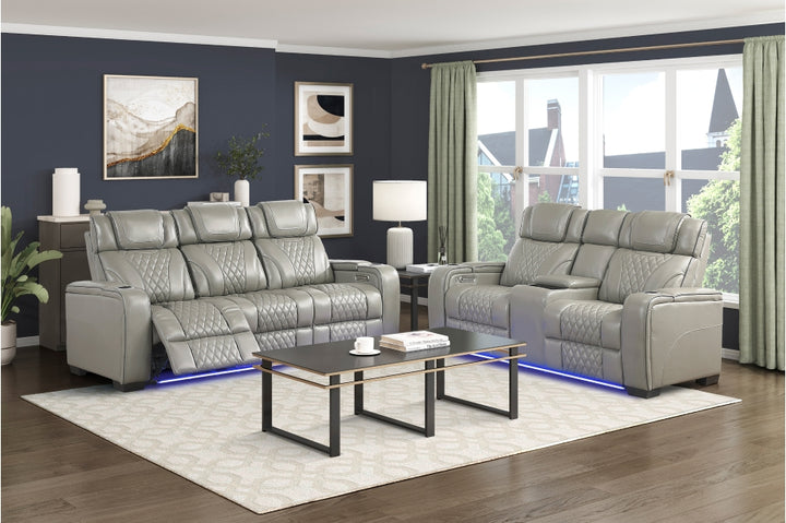 Apex Power Triple Leather Power Reclining Sofa &amp; Loveseat with Air Massage and Heat