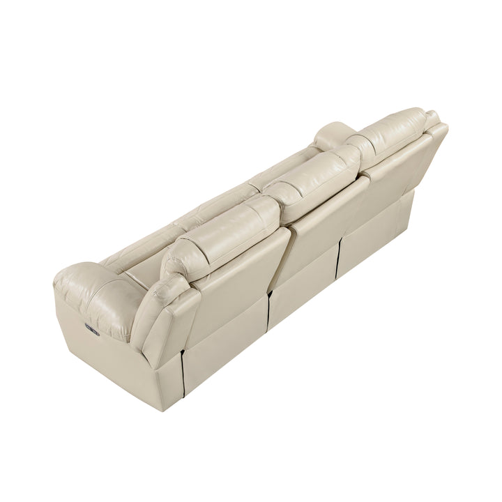 Huron Power Power Double Reclining Sofa with Center Drop-Down Cup Holders, Wireless Charger, Magazine Bag, LED and Charging Ports