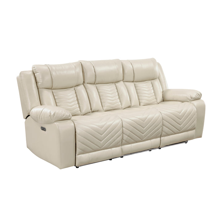 Huron Power Power Double Reclining Sofa with Center Drop-Down Cup Holders, Wireless Charger, Magazine Bag, LED and Charging Ports