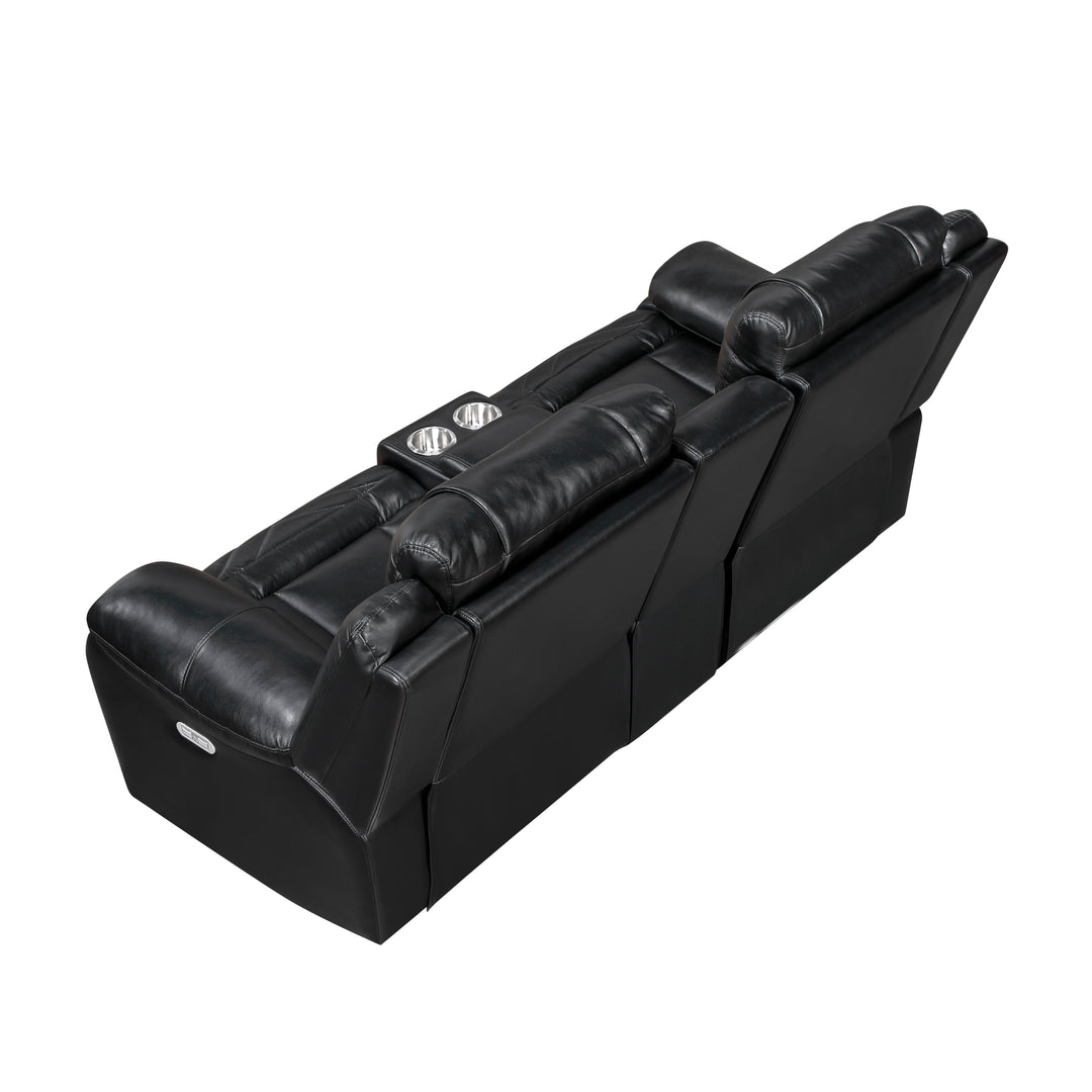 Huron Power Double Reclining Love Seat with Center Console, Wireless Speakers, LED and Charging Ports