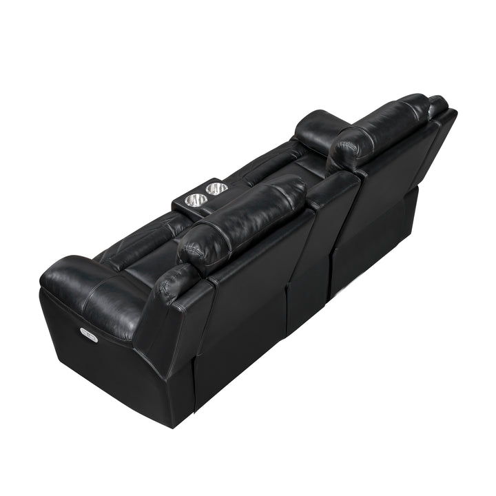 Huron Power Double Reclining Love Seat with Center Console, Wireless Speakers, LED and Charging Ports