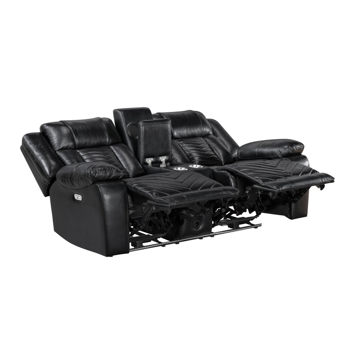 Huron Power Double Reclining Love Seat with Center Console, Wireless Speakers, LED and Charging Ports