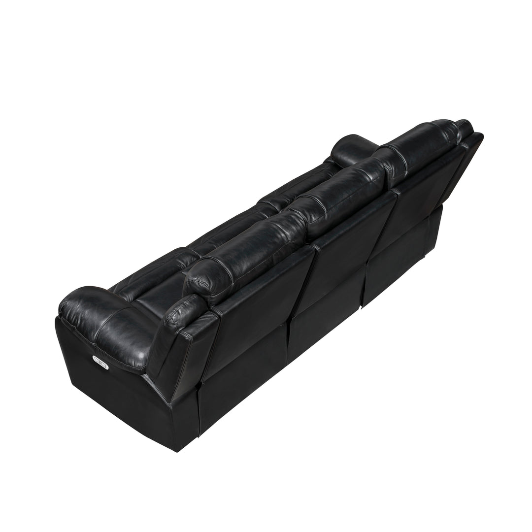 Huron Power Power Double Reclining Sofa with Center Drop-Down Cup Holders, Wireless Charger, Magazine Bag, LED and Charging Ports