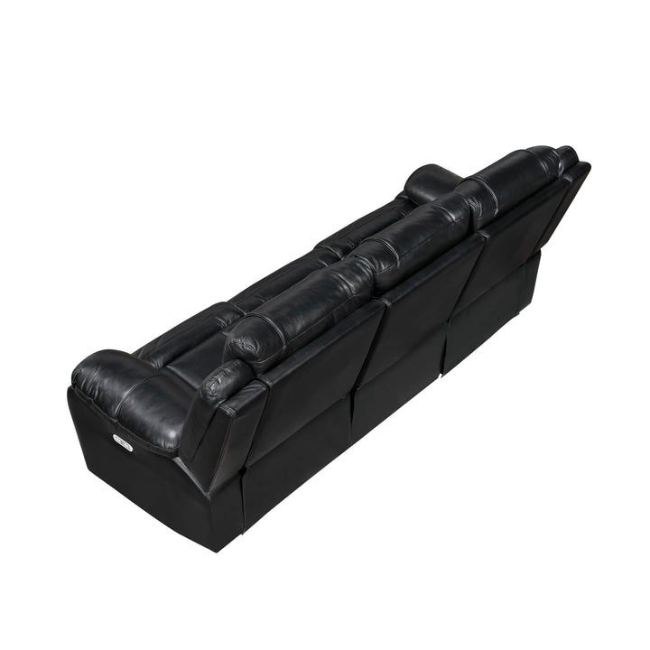 Huron Power Power Double Reclining Sofa with Center Drop-Down Cup Holders, Wireless Charger, Magazine Bag, LED and Charging Ports