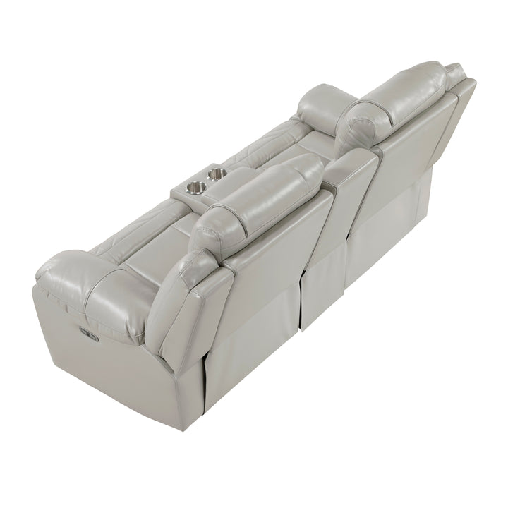 Huron Power Double Reclining Love Seat with Center Console, Wireless Speakers, LED and Charging Ports