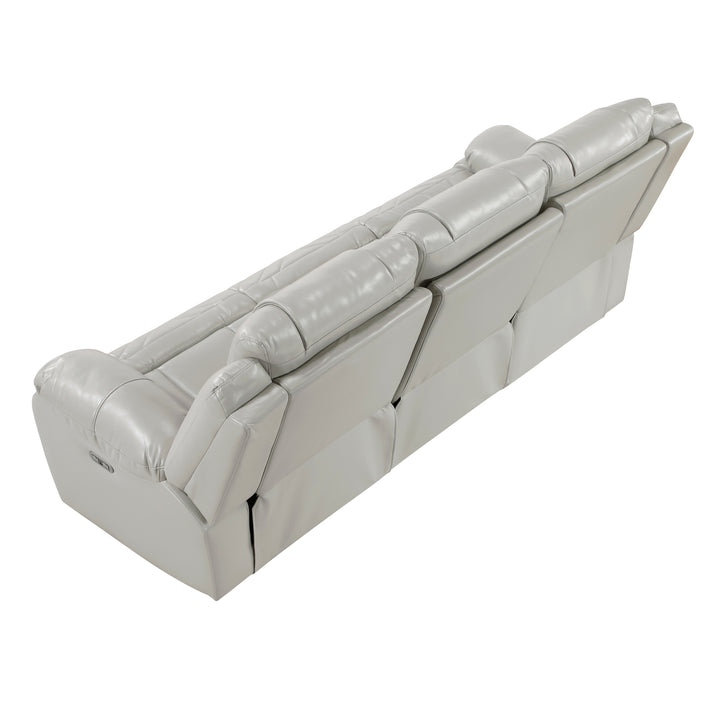 Huron Power Power Double Reclining Sofa with Center Drop-Down Cup Holders, Wireless Charger, Magazine Bag, LED and Charging Ports