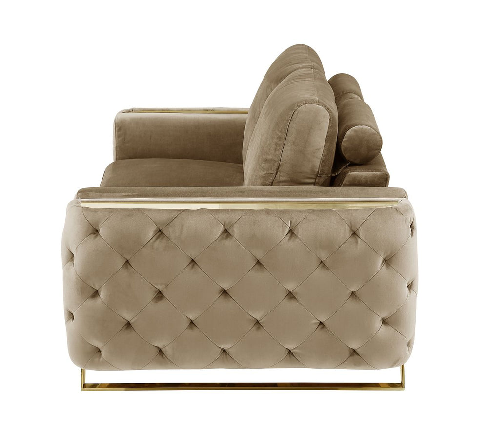 DivanItalia 1051 Loveseat in Velvet Fabric - Cream