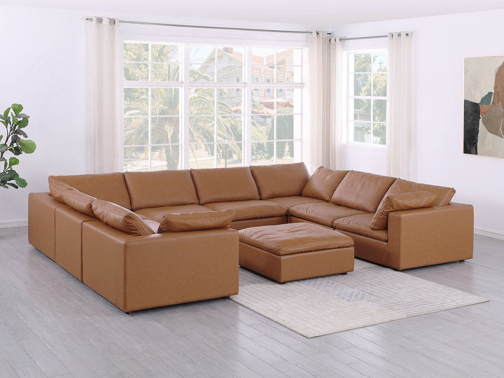DivanItalia 1100 9-Piece U-Shaped Sectional in Top-Grain Italian Leather - Cognac