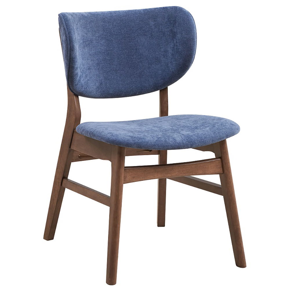 Bevis - Side Chair Set of 2) - Blue Fabric & Walnut