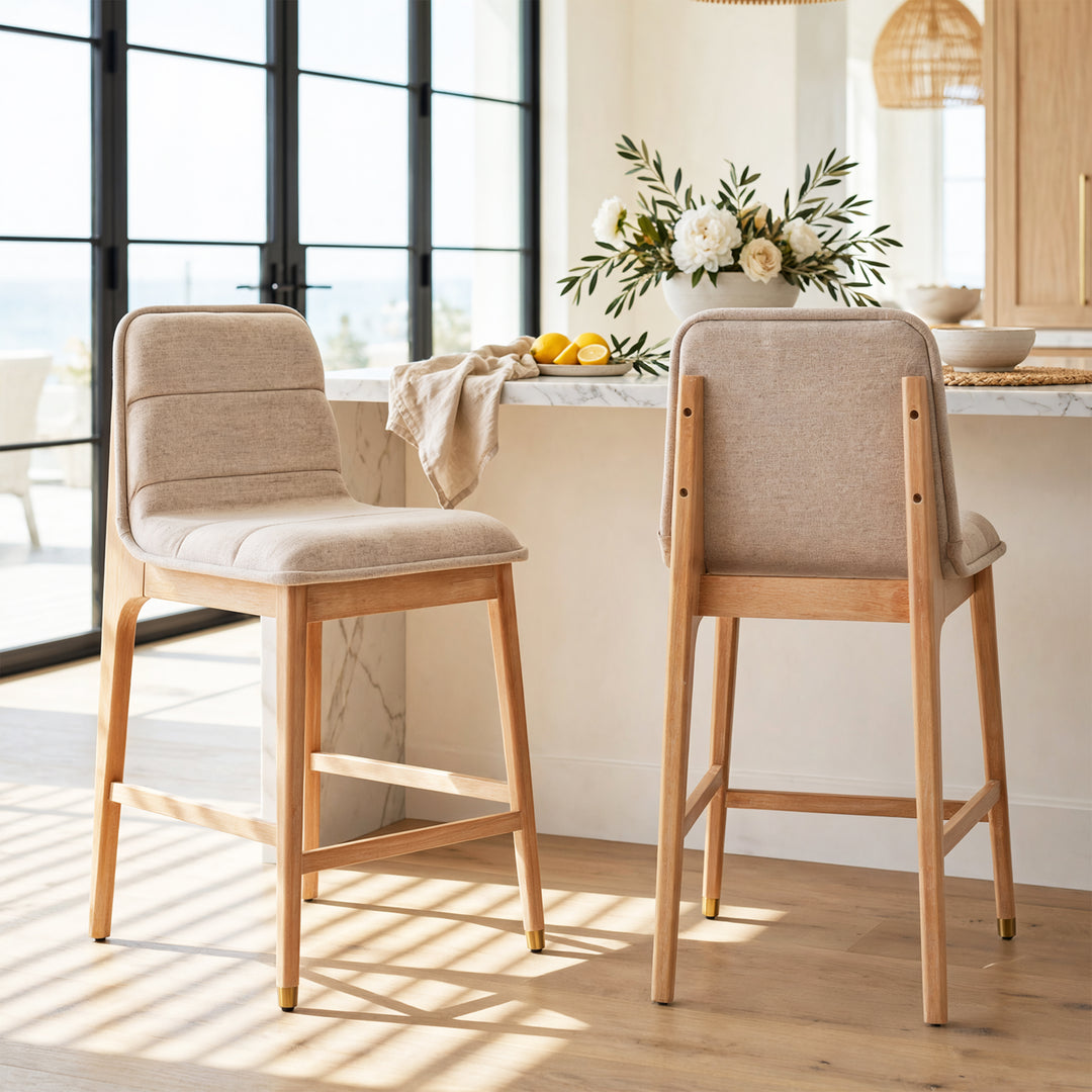 Clyde Mid-Century Counter Stool – Natural (Set of 2)