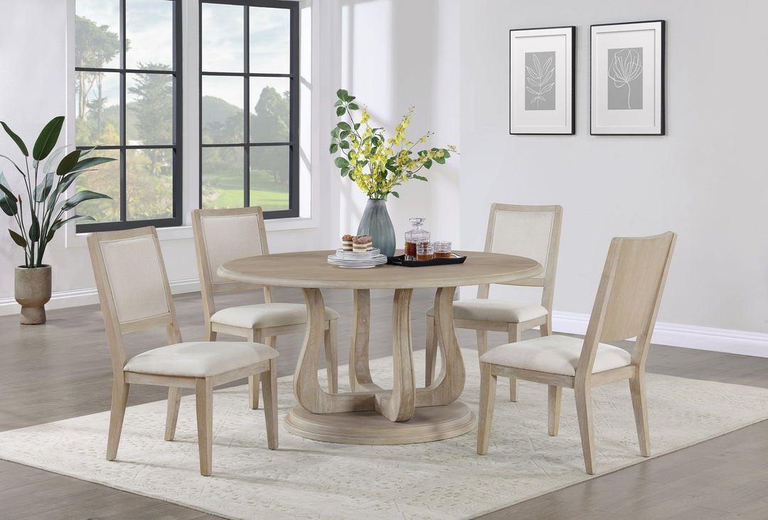 Coaster Furniture Trofello - 5 Piece Round Dining Table Set - White Washed