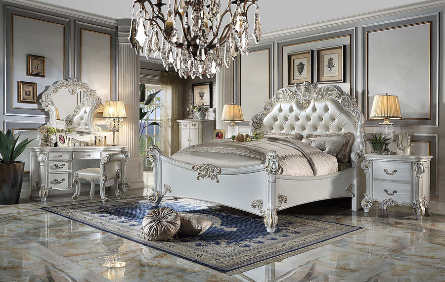 ACME Furniture Vendome Synthetic Leather Queen Bed Antique Pearl