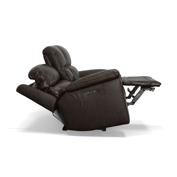 Jackson Leather Power Reclining Loveseat with Console &amp; Power Headrests in Dark Brown