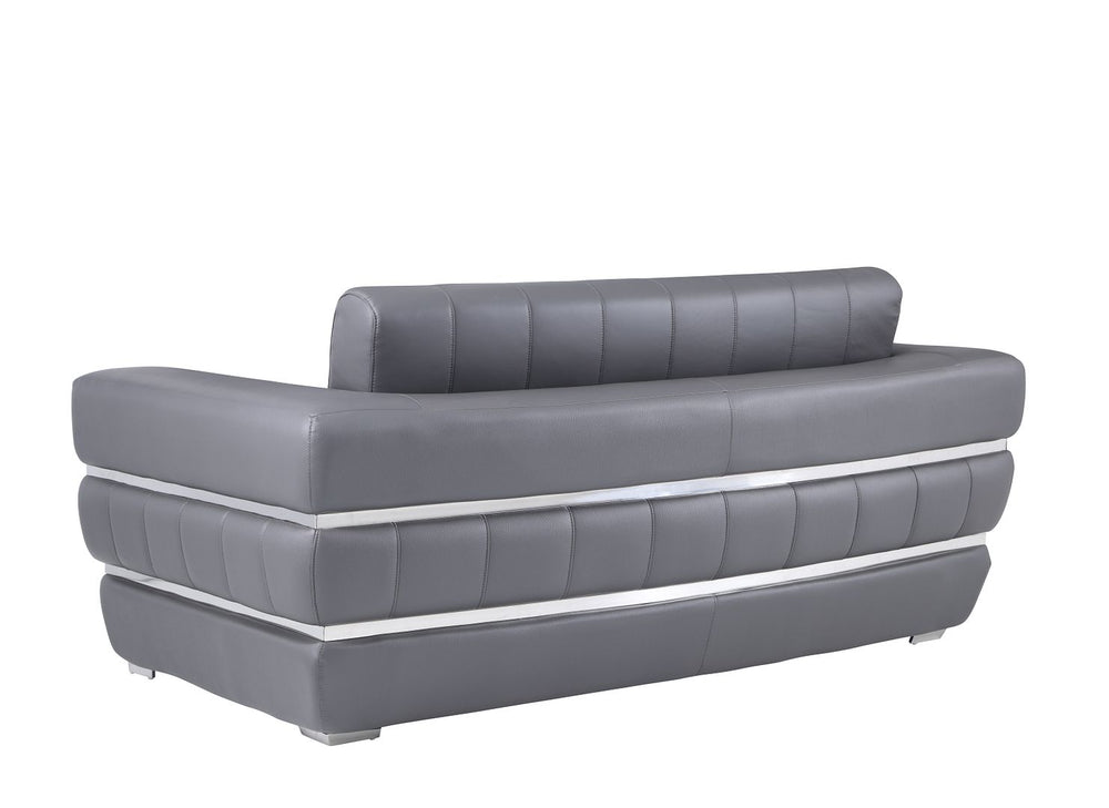 DivanItalia 904 Loveseat in Top-Grain Italian Leather - Dark Gray