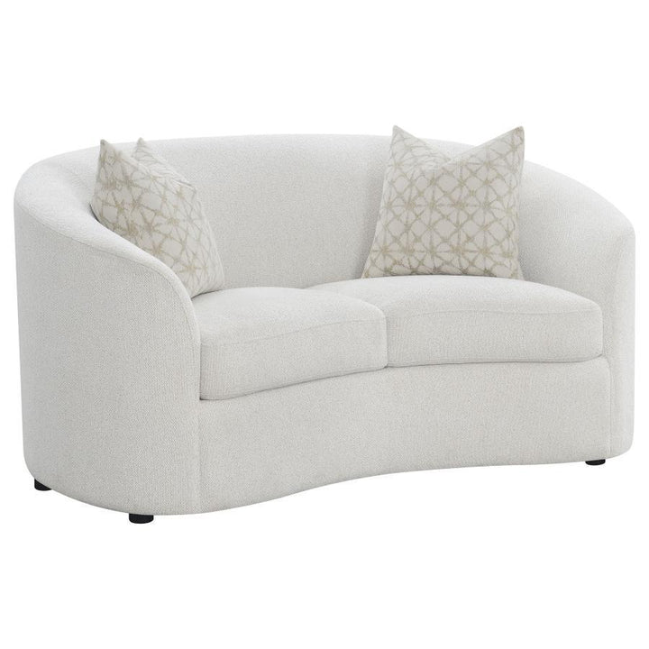 Rainn - 3 Piece Boucle Upholstered Sloped Arm Sofa Set - Latte