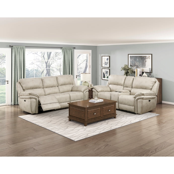 Power Double Reclining Sofa - Sand