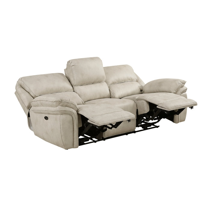 Power Double Reclining Sofa - Sand