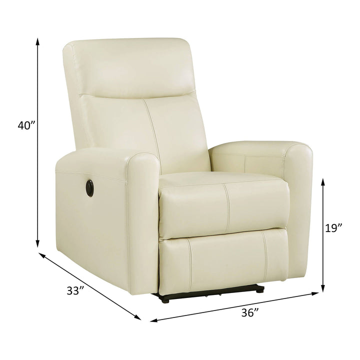 Blane - Power Motion Recliner - Beige Top Grain Leather Match