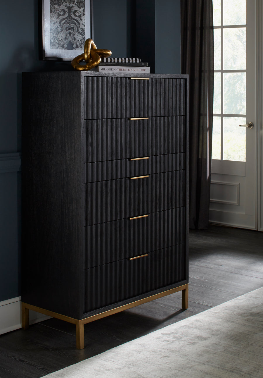 Modus Furniture 8ZU584A Kentfield Solid Wood Six Drawer Cheset in Black Drifted Oak (2024)