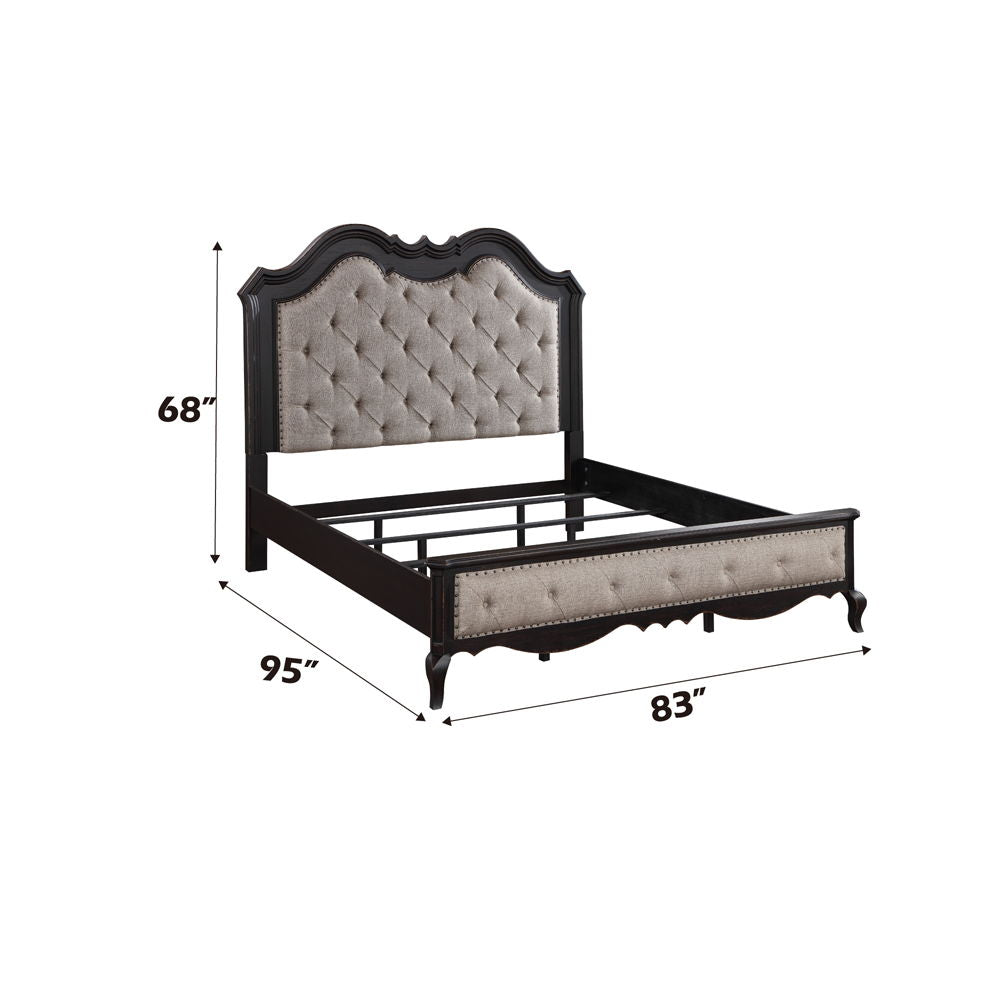 Chelmsford - California King Bed - Beige Fabric & Antique Black