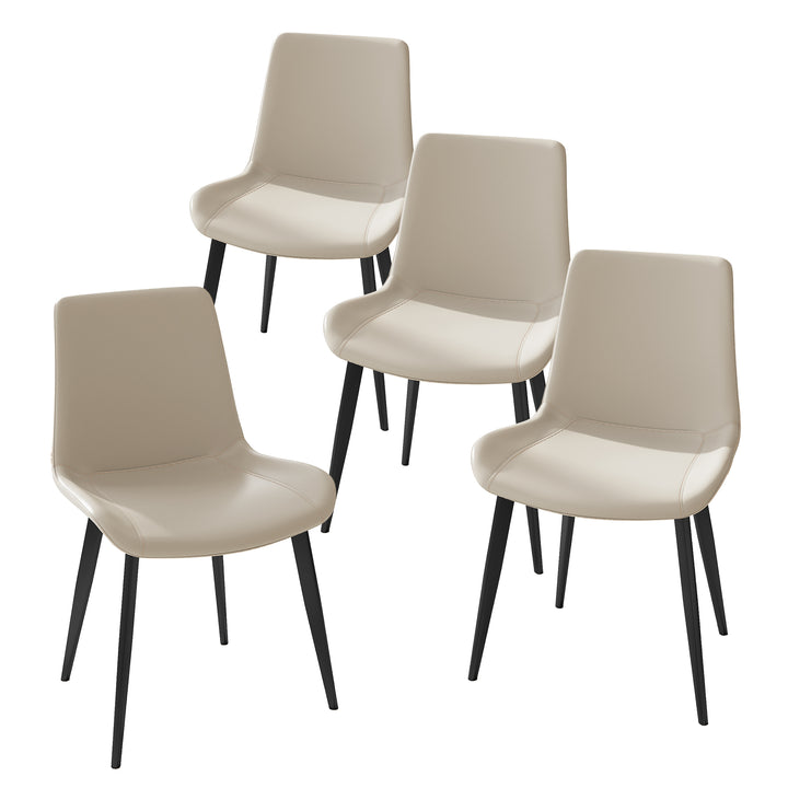 Modern Dining Room Upholstered, Faux Leather Cushion Seat Chairs with Sturdy Metal Legs