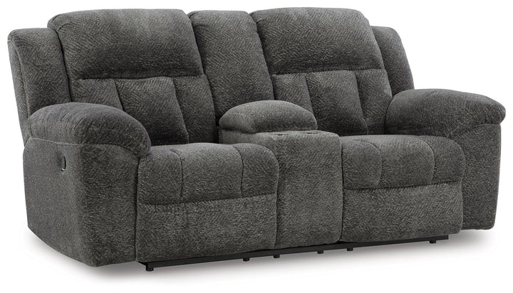 Frohn - Dbl Reclining Loveseat with Console - Graphite