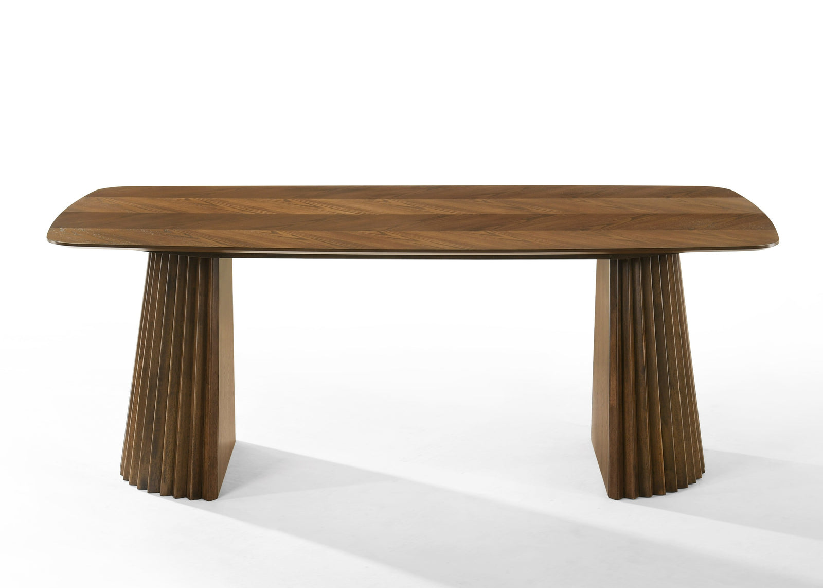 Sacks - Mid-Century Modern Herringbone Walnut Dining Table